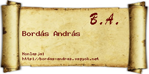 Bordás András névjegykártya